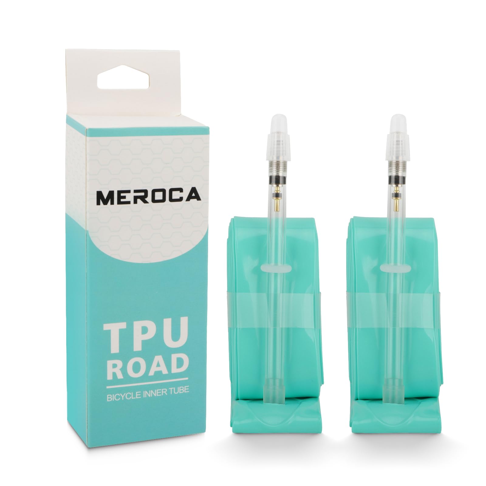 TINGSING 2 Pack TPU Inner Tubes 700C x 23-35C Bike Tube with 45mm/65mm/80mm Presta Valves, 27.5'' Bicycle Tire Tube, Cycling Tubes for Road, MTB, Kids Bike, 80L,Turquoise