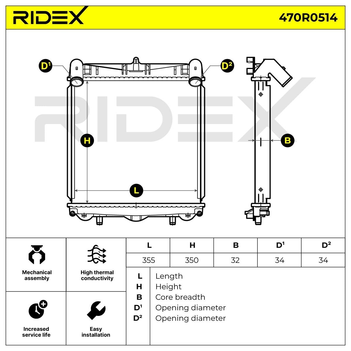 RIDEX 470R0514 Radiatore motore Sinistra Compatibilità con PORSCHE BOXSTER 986