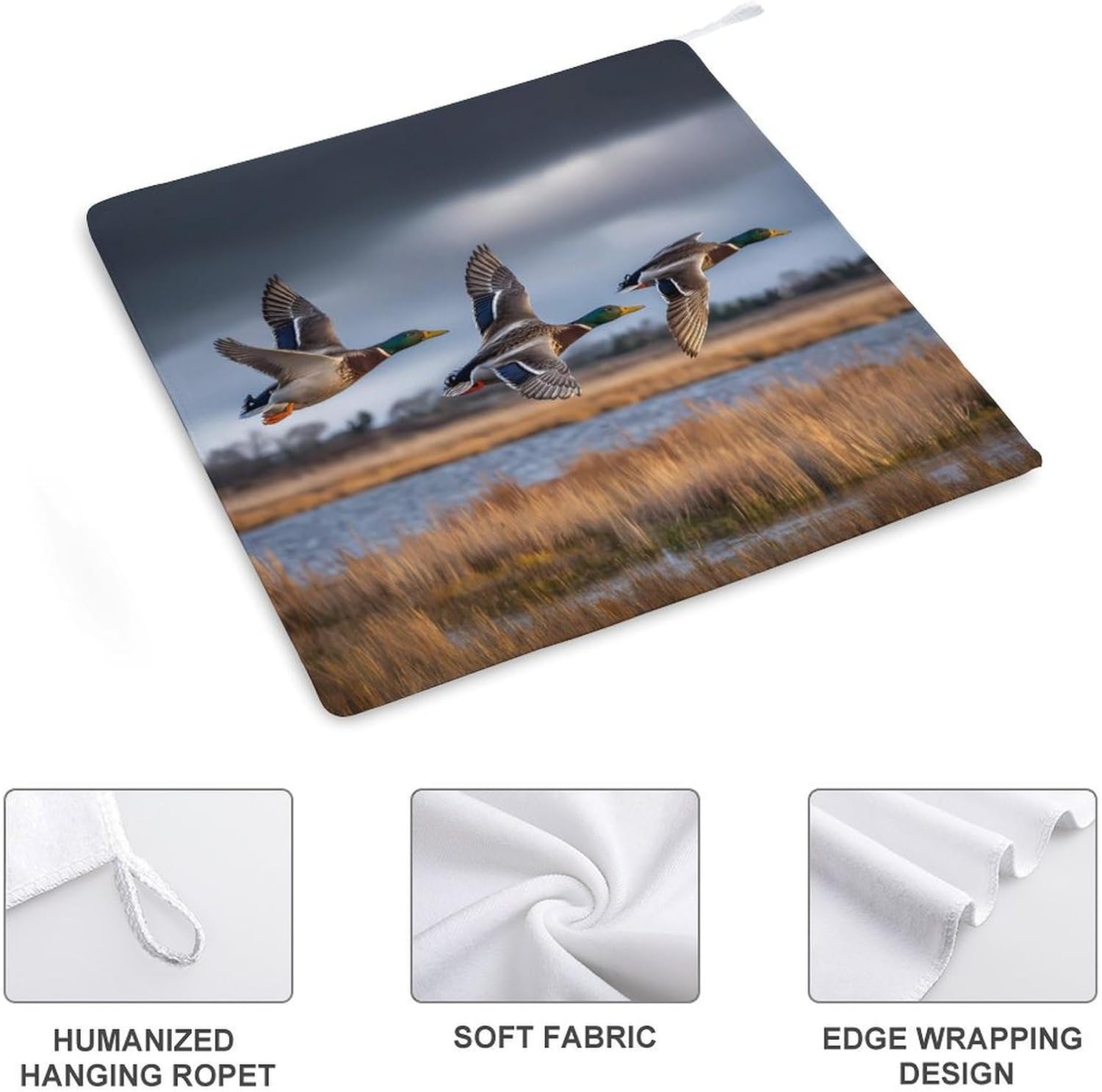 Mallard Duck Hunting Lake Michigan Hand Towels for Bathroom Handkerchief | Absorbent,with Hanging Loop,Kitchen Towels,for Home Hotel,Soft