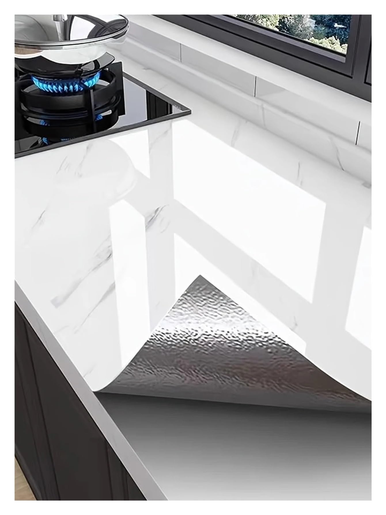 Kitchen Wallpaper Kitchen Backsplash Wallpaper, Peel and Stick Aluminum Foil Contact Paper, Self Adhesive, Oil-Proof, Heat Resistant, Wall Sticker