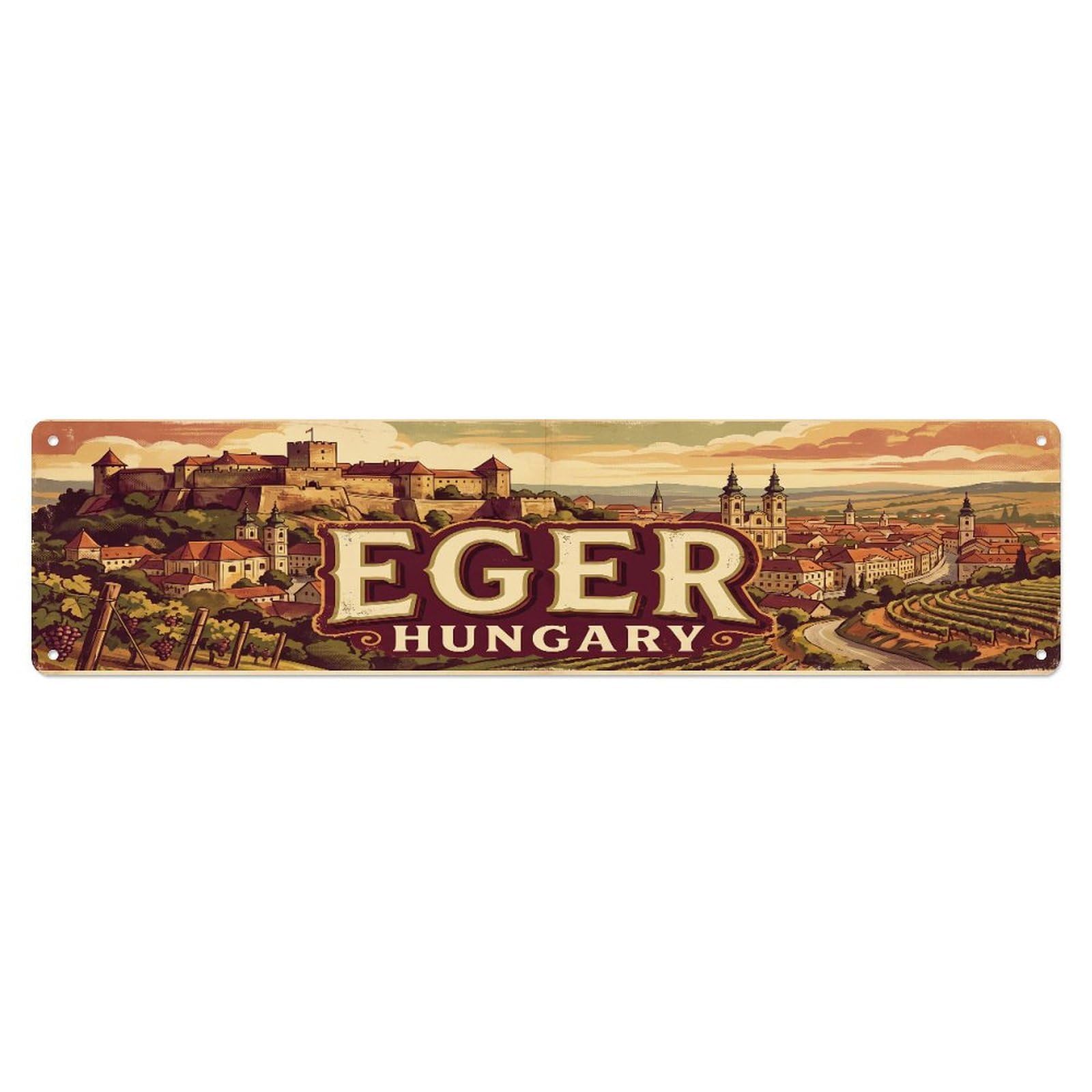 Tgrcjimh Style Metal Tin Sign Retro Travel Eger Hungary