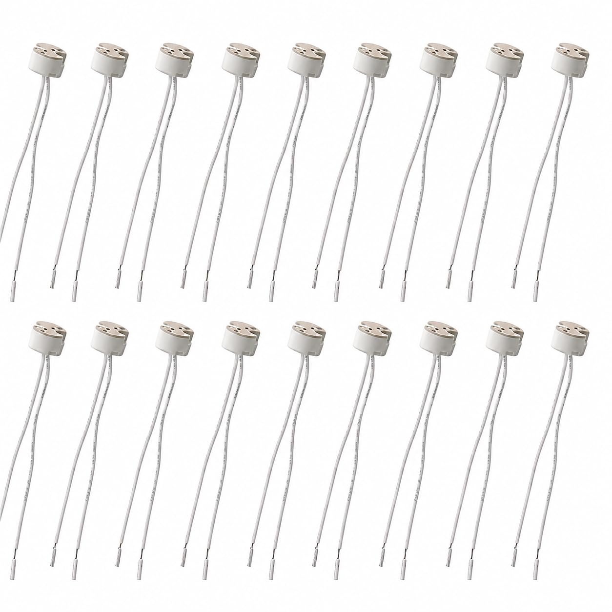 MR16 GU5.3 Ceramic Lampholders with Silicone Wires – Heat‑Resistant LED & Halogen Socket Base – Multi Pack Options (20)