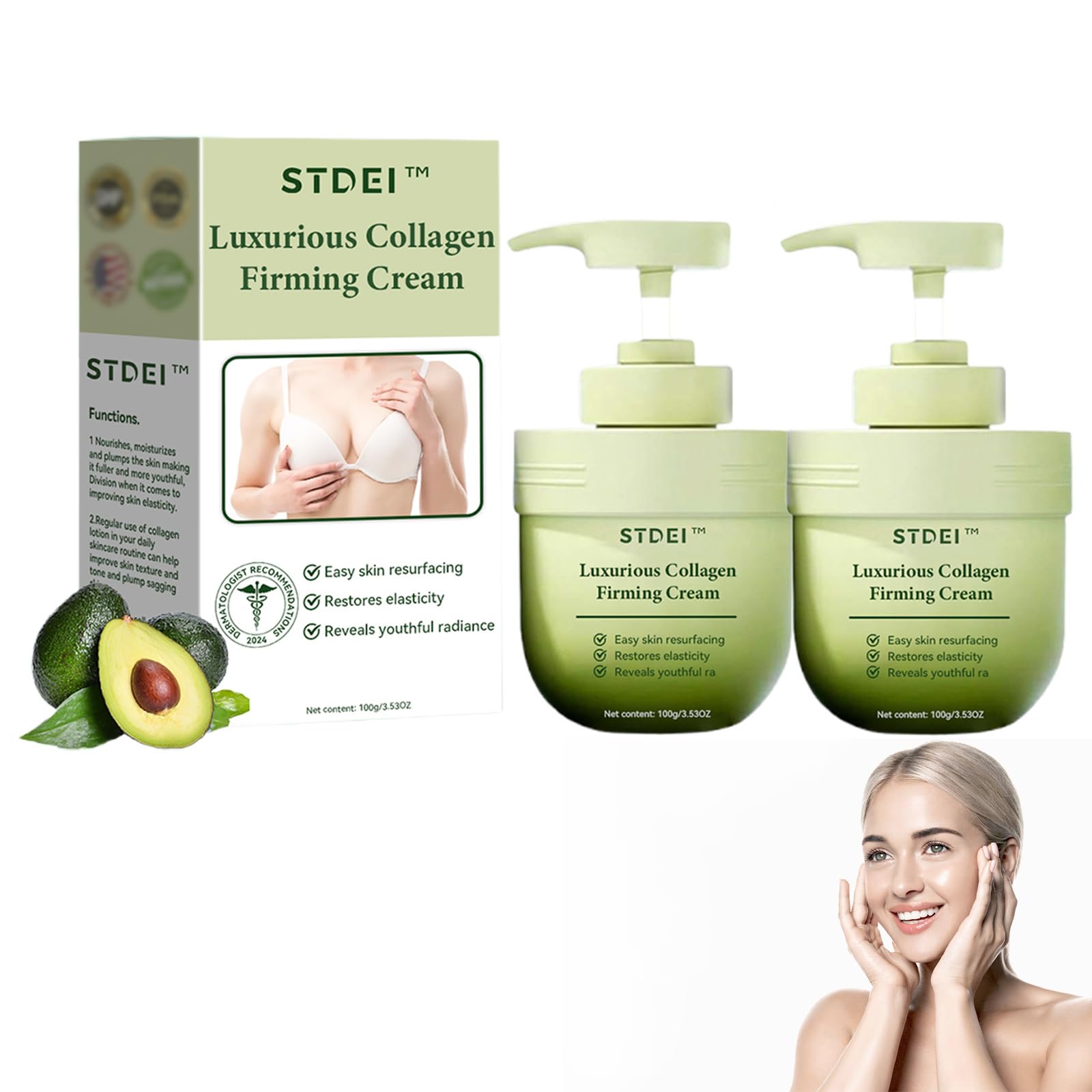 Luhaka STDEI Luxurious Collagen Firming Cream, Stdei natural collagen firming cream, Skin Tightening, Deep Moisturizing, For All Areas of the Body (