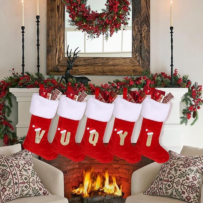 VEYLIN Christmas Stockings with Letters Embroidered Stockings Christmas 20 Inch Stockings with Letters - Image 4