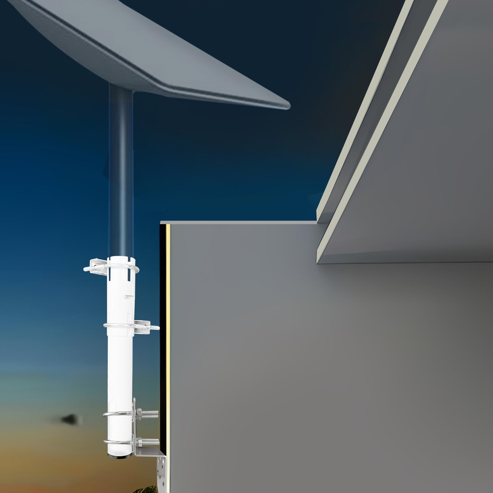 Kit de Montage sur Mât d'antenne, Support de Mât Mural de Toit en Acier Inoxydable pour Antennes Rectangulaires Starlink V2