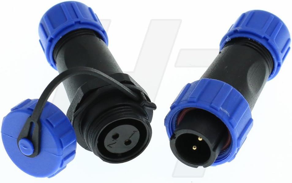 HangTon HE21 2 Pin Waterproof Cable Connector Aviation Quick Disconnect Male Female Plug Socket 30A 500V for LED/Marine/Lighting Equipment