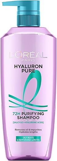 L’Oréal Paris Hyaluron Pure 72H purifying shampoo for fresh scalp & hydrated hair, removes oil & impurities | 1000 ml