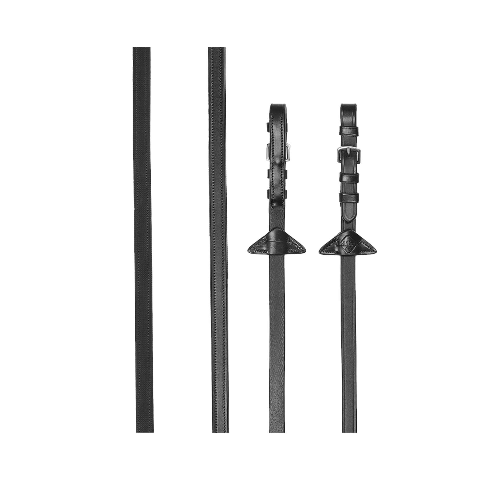 LeMieux Rubber Half lined Reins - Black/Silver Full