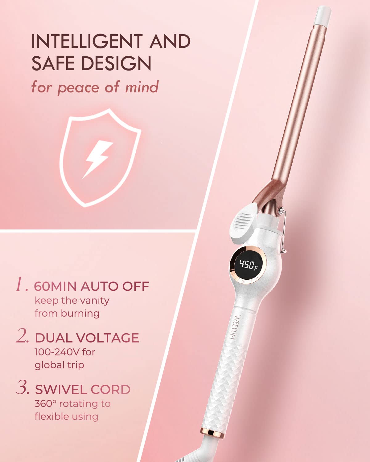 WEEYUM 1/2 Zoll Kleiner Lockenstab Winziger Barrel Lockenstab für kurze lange Haare Dünner Lockenstab Keramik Turmalin