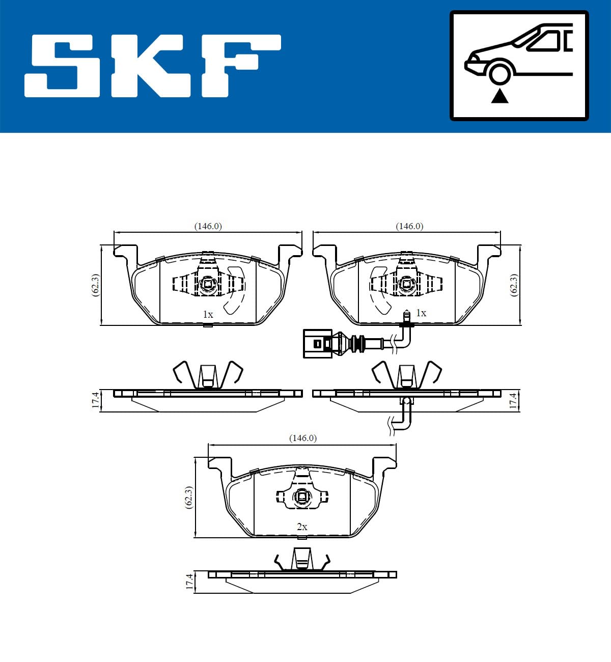 SKF Fren Balatası Ön Volkswagen Golf Sportsvan 1.0 Tsi 15, 1.2-1.4 Tsi 14, 1.5 Tsi 17, 1.6 14, 1.6-2.0 TDI 14, Golf Alltrack 1.6-2.0 TDI 4Motion 14 Vkbp 80055E - Vkbp 80055 E