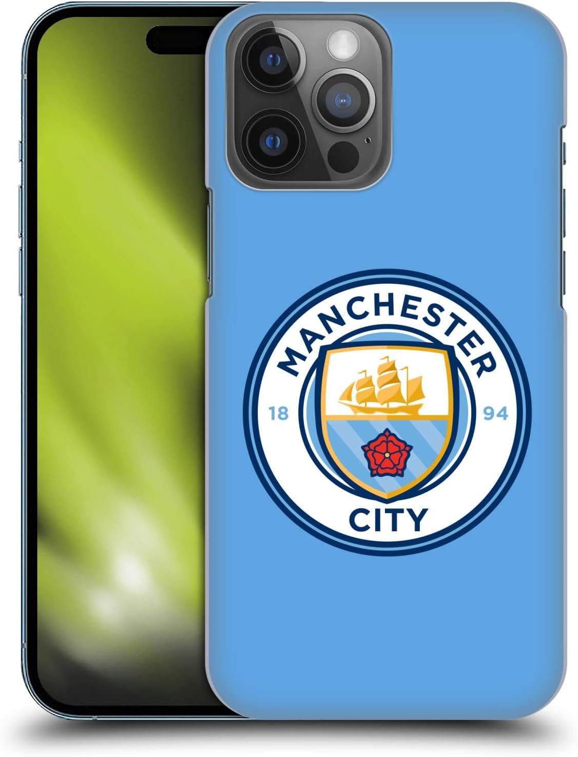 Head Case Designs Officially Licensed Manchester City Man City FC Blue Full Colour Badge Hard Back Case Compatible with Apple iPhone 14 Pro Max