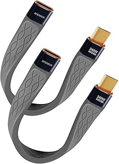 APEXSUN USB C Extension Cable(0.13m), Short USB-C Male to Female Flexible Cable Support Thunderbolt 4/3,USB4, PD 240W,8K/4K Video,40Gbps Date Transfer for External SSD, EGPU, Docking,MacBook,Phone