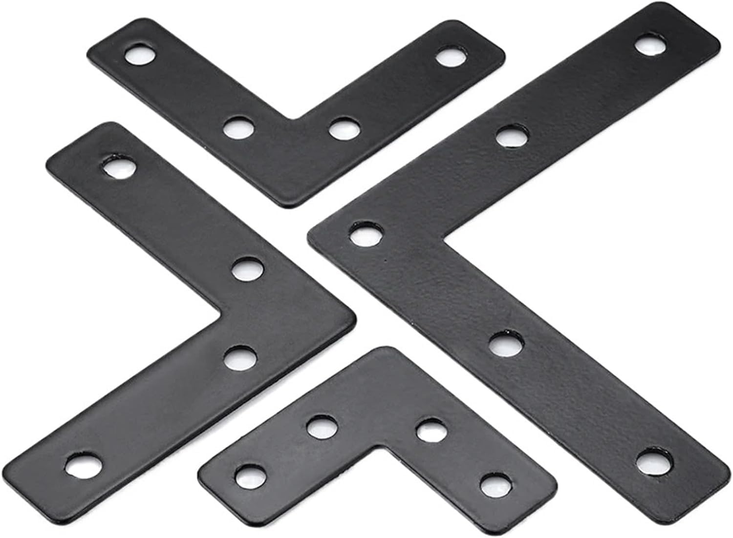 L Brackets 10pcs, Flat Black Corner Brace Mending Plate Repair 40/50/60/80mm(1.6/2/ 2.4/3. Inch)(50mm(2inch)-10pcs)