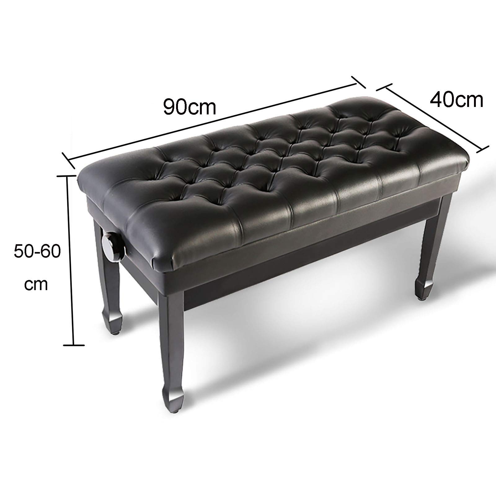 Banc de piano réglable avec rangement, banc de clavier imperméable en cuir PU, tabouret de coiffeuse respirant – 50–60 cm