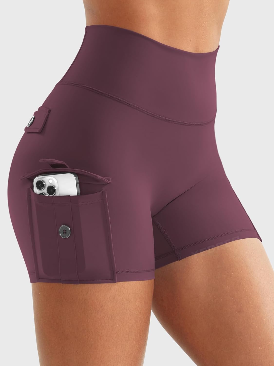 YEOREO CoreFlex Women Workout Gym Shorts with Cargo Pockets Hidden Scrunch 3.6" 4.5" Inseam No Front Seam Biker Shorts