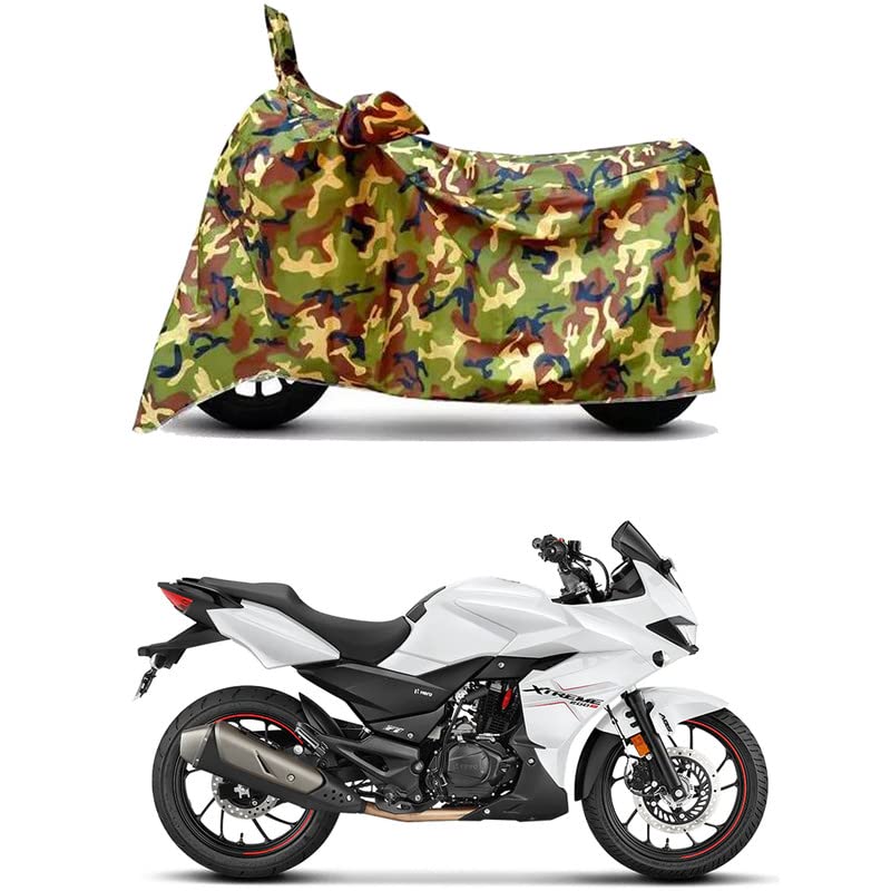 Image of Waterproof 100% PVC Coated Bike Scooty Two Wheeler Body Cover Compatible for Hero Xtreme 200S BS6 /UV-Rays /Heat Protection /Birds Dropping /Scratchproof /Dust Proof [6X6 Jungle Print]