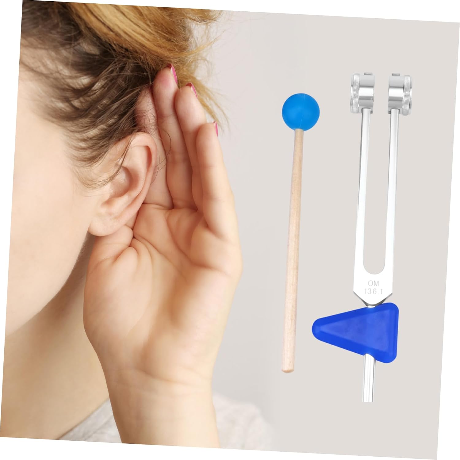 Kisangel Healing Tuning Fork Aluminum Alloy Sound Forks for Yoga Meditation Therapy Drumstick Bag Random Color