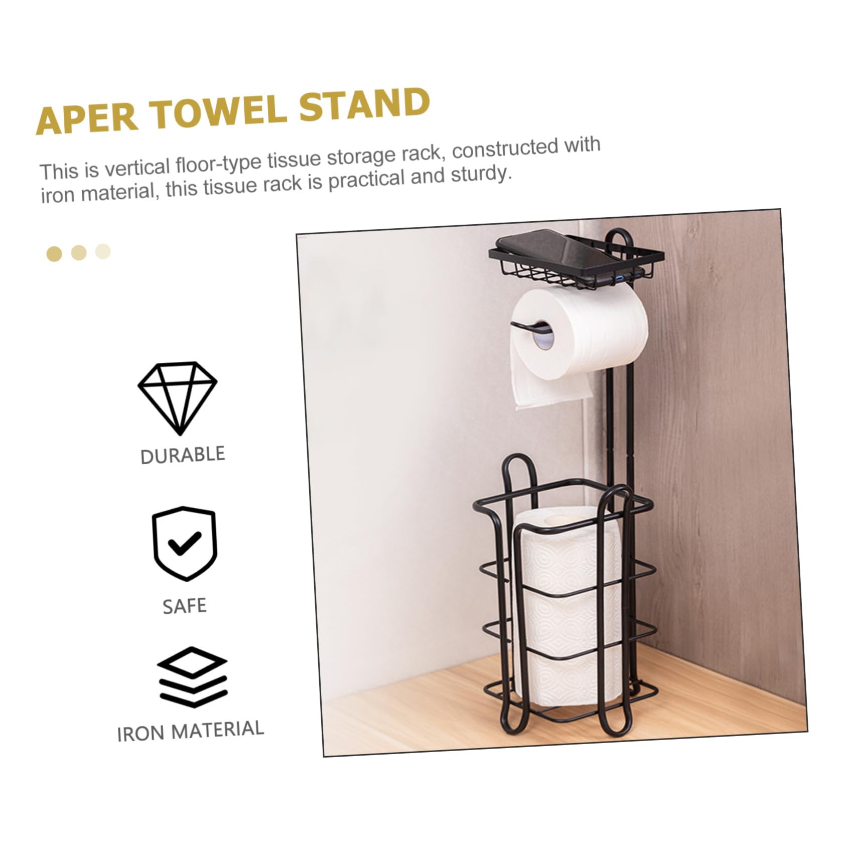 HEMOTON Vertical Tissue Stand Dispenser Ständer Für Toilettenpapier Und Küchenrollen Freistehender Multi Roll Holder Aus Robustem Für Bad Und Küche Platzsparend Und Praktisch