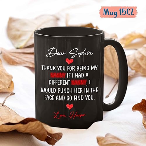 Miniatura 5 de Taza de café personalizada para niñera con nombres, regalo de niñera para abuela, mamá, esposa, regalo personalizado para niñera de niños, taza de