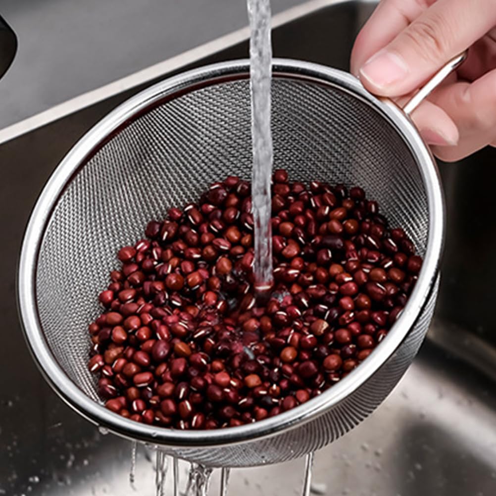 MAGICLULU Stainless Steel Colander with Handle and Basin 4.6 Inch Rice Washing Bowl Food Strainer for Kitchen Draining Salad Preparation Microwave Safe - Image 3