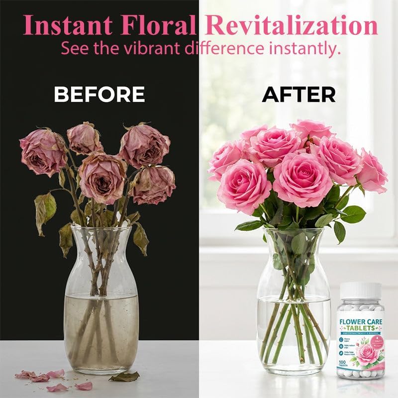 Flower Preservation Water Purifier Tablets One Tablet—Keeps Bouquets Vibrant & Vase Water Crystal-Clear, Fresh Flower Preservation Tablets Purify Water and Extend the Flowering Period