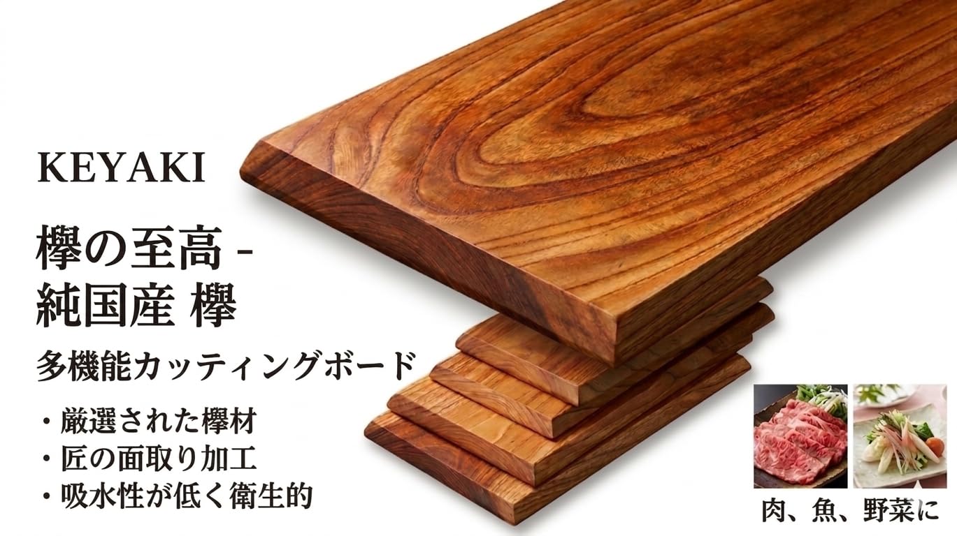 最高級欅 一枚板　オシャレまな板　カッティングボード　クリスマス用品ハンドメイド Amazon | 国産欅多用途カッティングボード（一枚板）けやき、 欅