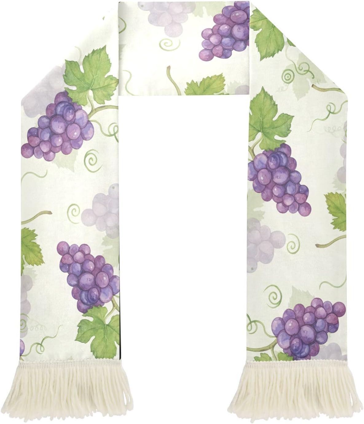 CHIFIGNO Purple Grape Sports Fan Scarf with Fringe Ends, Soft Polyester Towel Scarf for Soccer Games, Quick Dry Sweat Absorbing Cheering Wrap