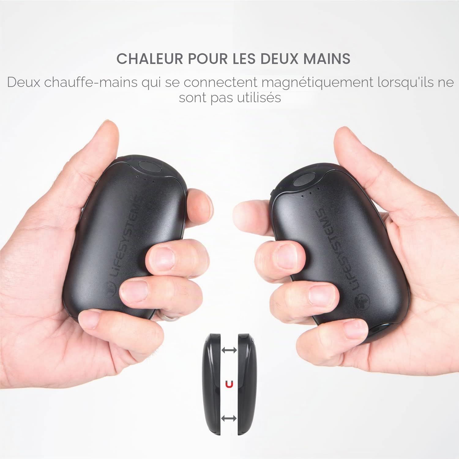 Lifesystems Rechargeable Twin-Pack Dual-Palm Hand Warmers with Power Bank Functionality, USB & USB C 2X 5,000 mAh Batteries, 3 Heat Settings, Up to 9 Hours Heat