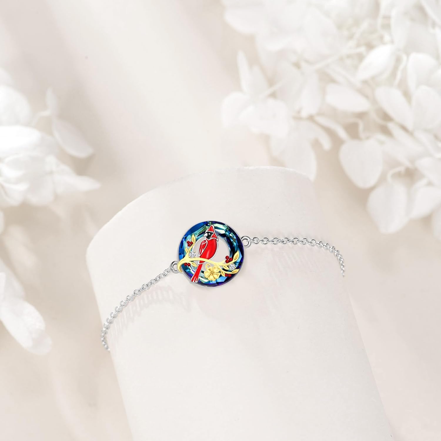 TOUPOP Christmas gifts Red Cardinal Bracelet 925 Sterling Silver Crystal Bird Jewelry Gifts for Women - Image 4