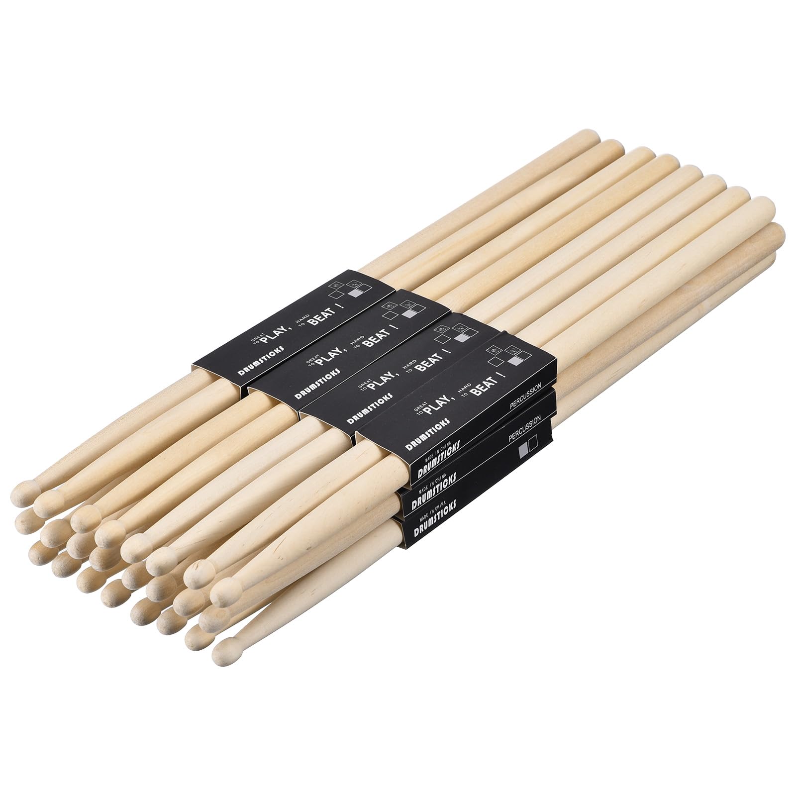QUARKZMAN 24 Pares de Baquetas de Madera de Arce con Mangos Antideslizantes 5B Baqueta Clásica de Madera para Instrumento Musical de Percusión