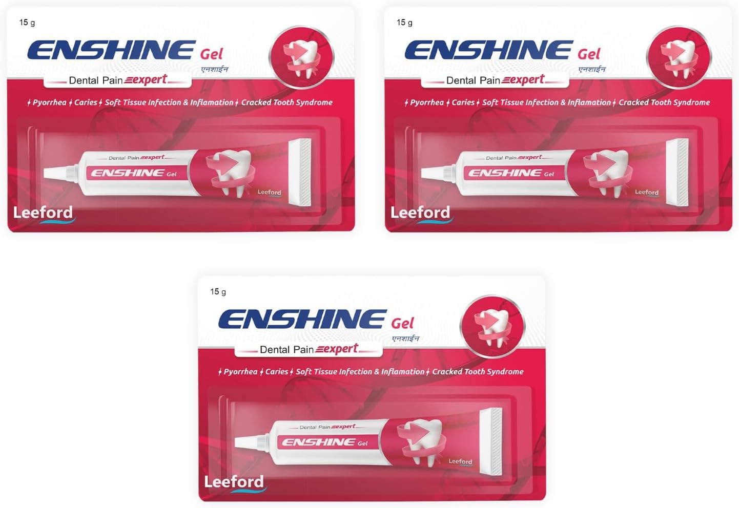 Enshine Dental Pain Expert | Ayurvedic Tooth Gel for Toothache, Soft Tissue Infections & Gum Inflammation | Fast Relief Formula Pack of 3 (15g each)