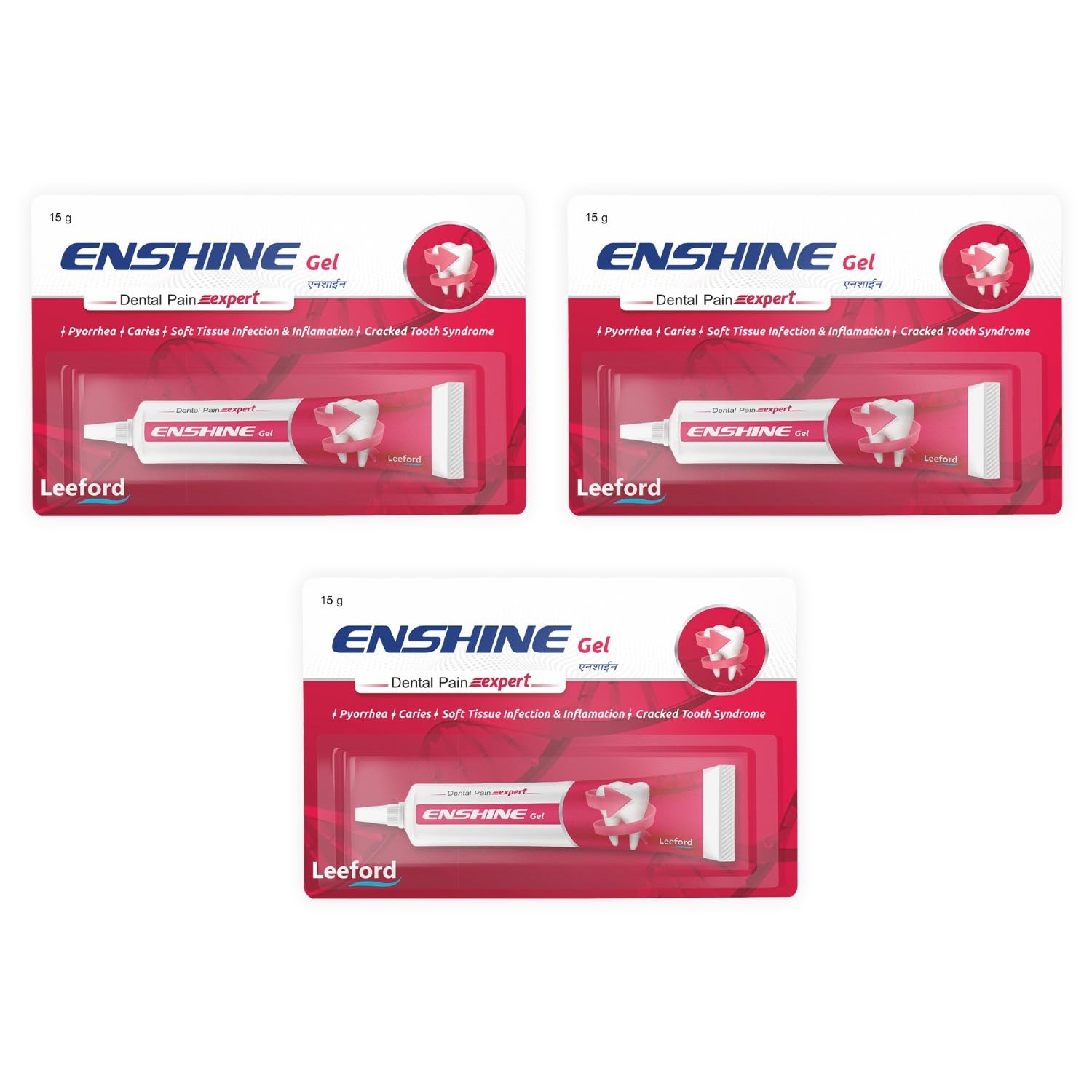 Enshine Dental Pain Expert | Ayurvedic Tooth Gel for Toothache, Soft Tissue Infections & Gum Inflammation | Fast Relief Formula Pack of 3 (15g each)