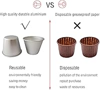 Vista 5 de Paquete de 6 moldes pequeños para popover, molde para pudín de Yorkshire, moldes para hornear profundos de aluminio, molde individual para mini