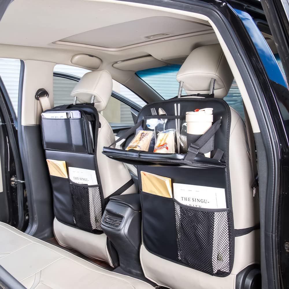SIJAWEYI Car Backseat Organizer,Backseat Car Organizer,Protector Kick Mats for Kids Table Tray Foldable Dining Table with Tablet Holder Travel Accessories Organizer 1 Pack : Automotive