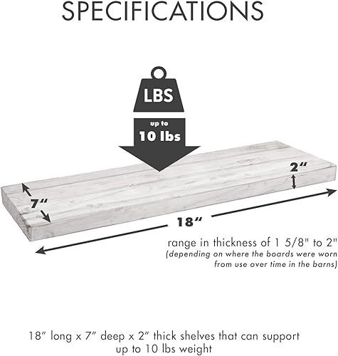 Vista 43 de Urban Legacy - Estantes flotantes hechos de auténtica madera regenerada, moderna, a la moda, madera de granero, hecho por Amish en el condado