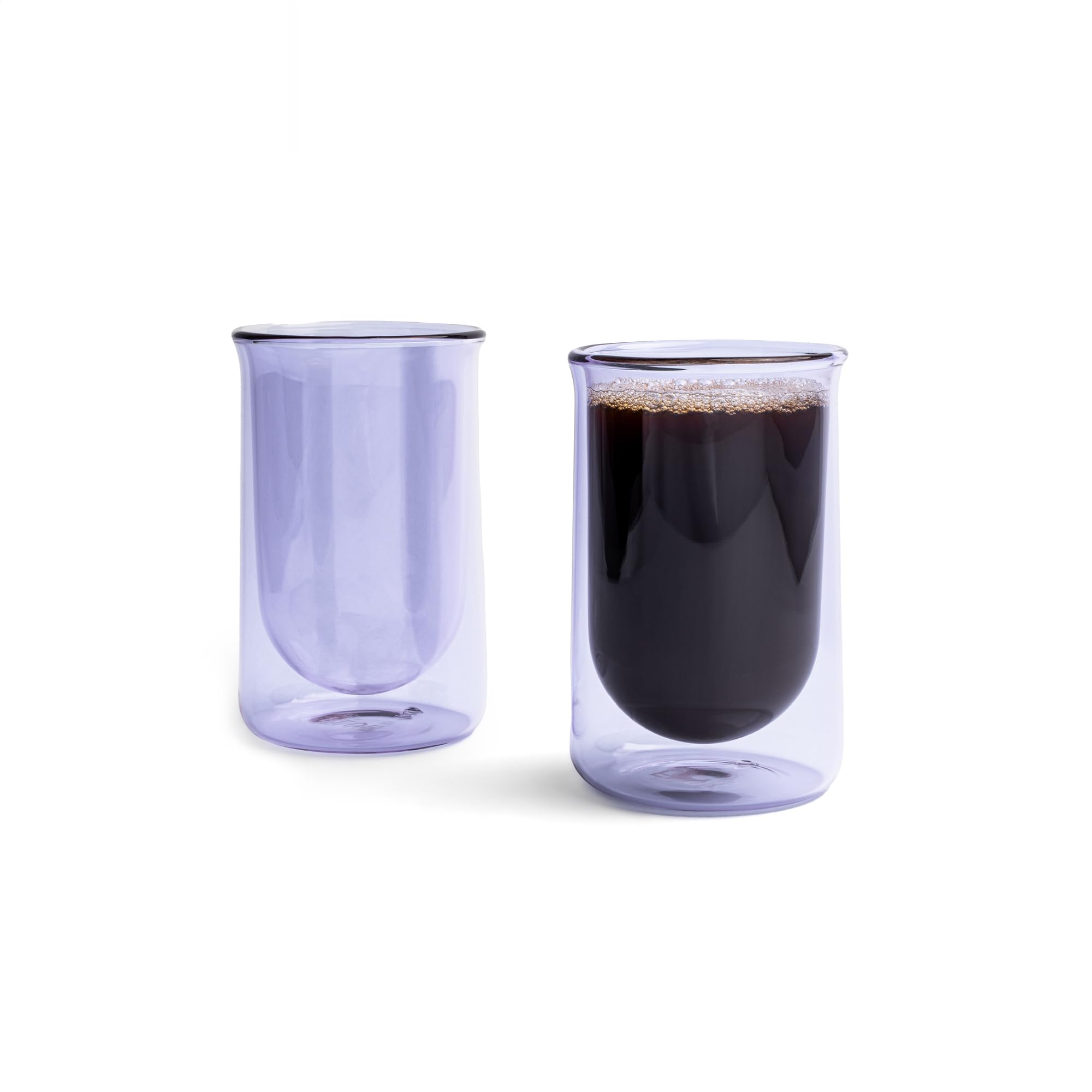 FLUR Tasting Glasses (Set of 2) Perfect for Coffee, Matcha, Tea & More – For Hot or Iced Drinks – Double-Walled Borosilicate Glass – Handmade, Lightweight & Durable – 11oz (Purple)