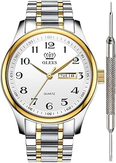 Watch for Men Stainless Steel Business Dress Analog Quartz Men Watch Large Face Day Waterproof Luminous Classic Wrist Watch