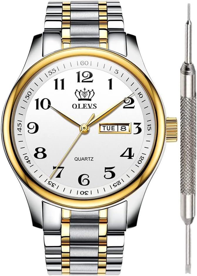 Watch for Men Stainless Steel Business Dress Analog Quartz Men Watch Large Face Day Waterproof Luminous Classic Wrist Watch