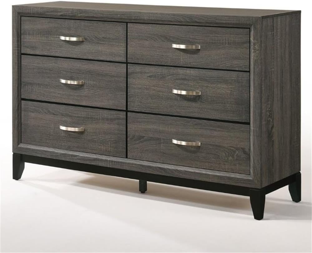 Acme Valdemar Metal and Wood Bedroom Dresser in Weathered Gray