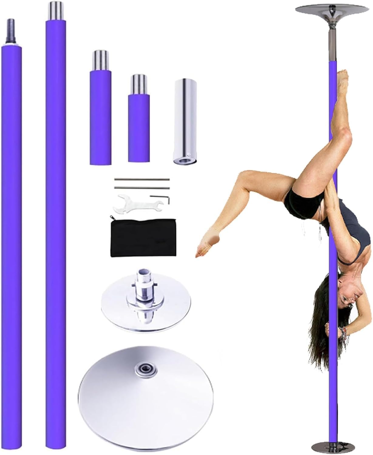 Barre de danse fixe et rotative en silicone réglable pour le fitness à la maison