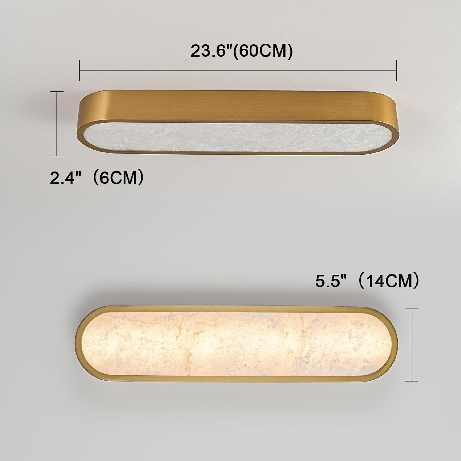 EDISLIVE Alabaster LED Ceiling Light,23.6" Dimmable Marble LED Flush Mount Ceiling Light Low Profile Light Fixture 3000K 30W for Kitchen Bedroom Living Room Gold