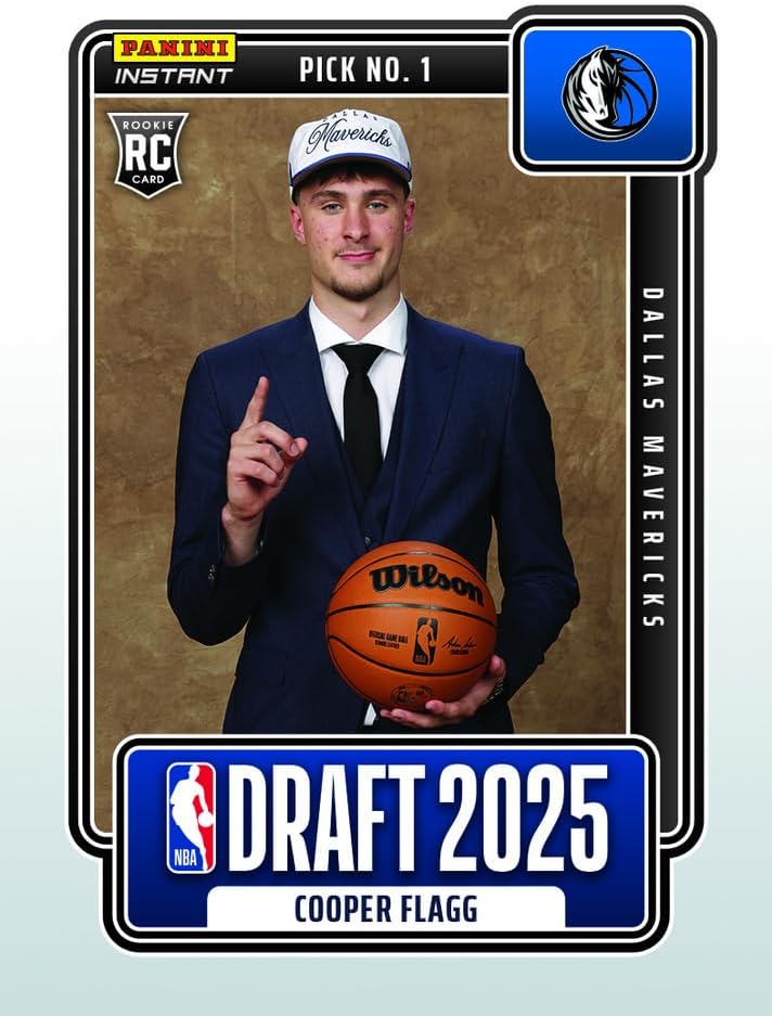 2025 Panini Instant NBA Cooper Flagg #DN1 Draft Night Dallas Mavericks Rookie RC Basketball Card