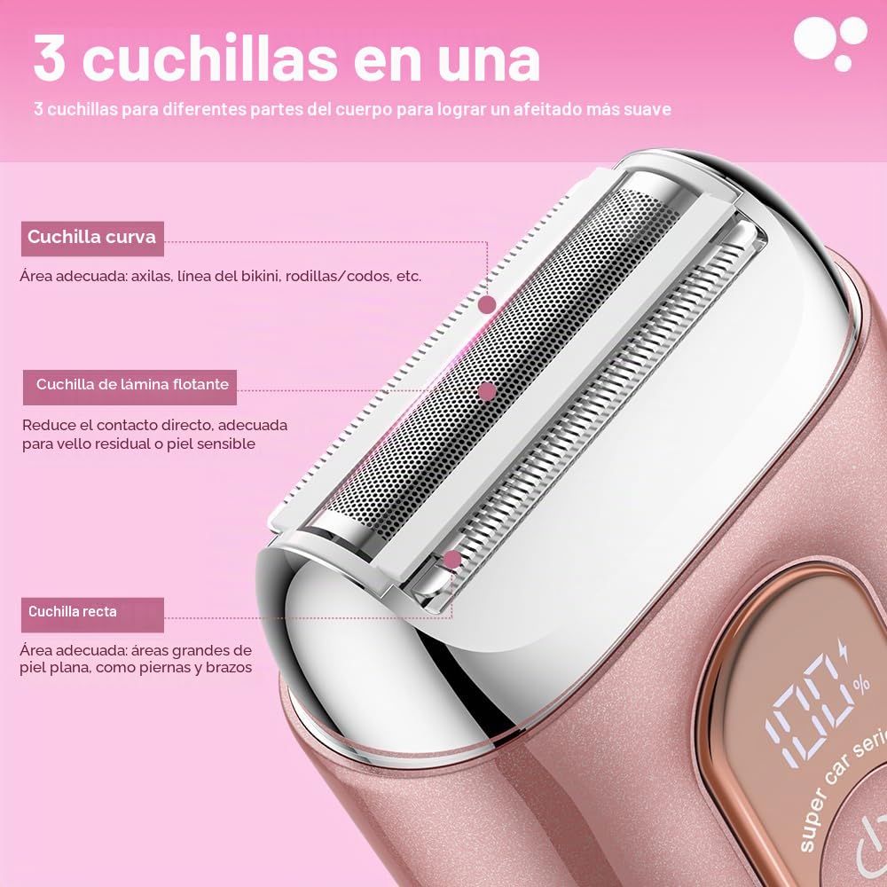 Afeitadora Eléctrica Mujer Zona Íntima y Facial – Amurhey Rasuradora Mujer Zona Intima Recargable USB-C, Uso Húmedo y Seco, IPX7 Impermeable, Mini Maquinilla Afeitar