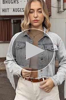 CIMUK Womens Cropped Jean Jackets Long Sleeve Western Frayed