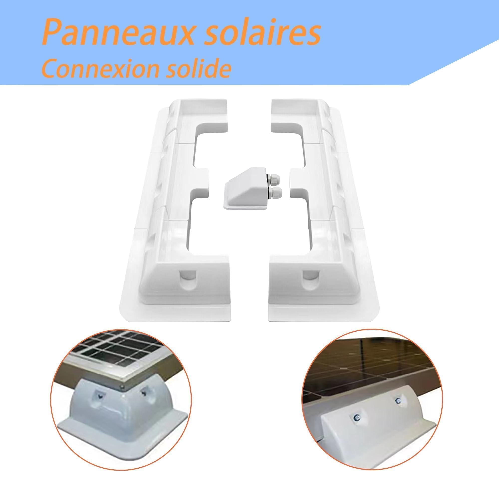 Kit portamoduli solari HISports in plastica ABS, 7 pezzi, accessori robusti per pannelli solari su tetto piano, fissaggio per camper, bianco