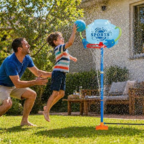 Aspersor para niños giratorio 360 con cobertura de 15 pies y canasta de baloncesto exterior 4