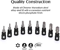 Vista 3 de MIXPOWER Juego de 9 piezas de dados Torx de 1/4 de pulgada, enchufes Torx a prueba de manipulaciones, enchufes CR-V y brocas de acero S2, TT10 - TT50