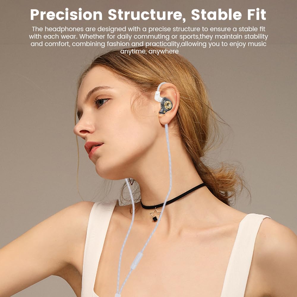 Qkz Ak6 Lucky in Ear Monitor, przewodowe słuchawki HiFi, Tunable Dźwięk, przewodowe słuchawki douszne do gier z 3-stopniowym przełącznikiem regulacji, odłączany kabel do gier, połączeń wideo
