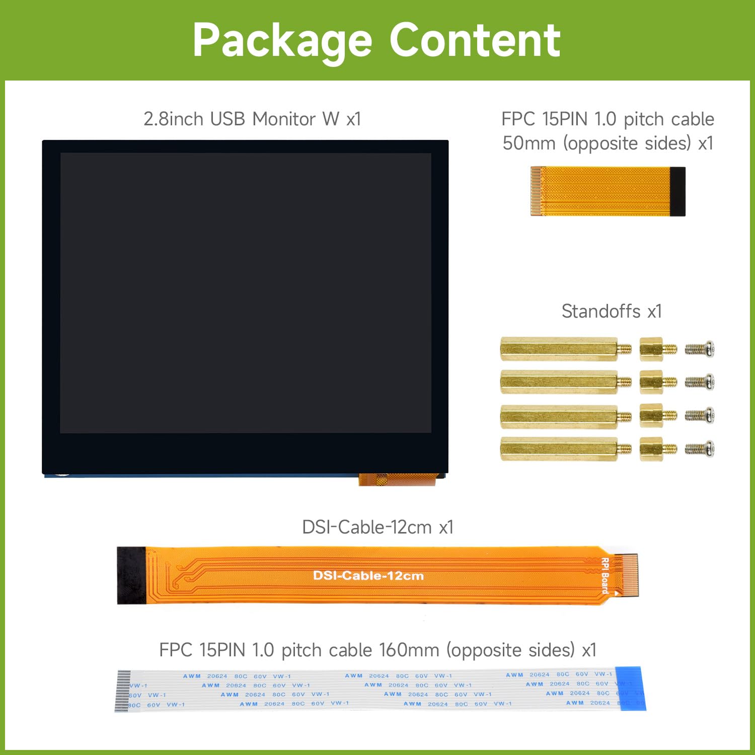 Waveshare 3.5inch DSI Capacitive Touch Display, 5-Point Touch, 640 x 480 Pixels, IPS Display Panel, for Raspberry Pi Series Boards