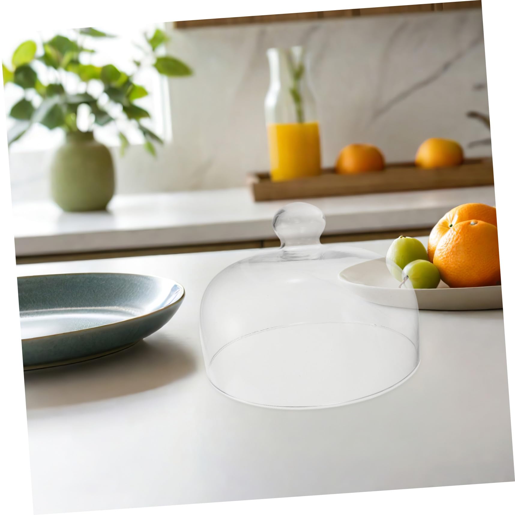 Couvercle à Gâteau en Verre Dôme Transparent, Poignée Ronde, 1 Pièce